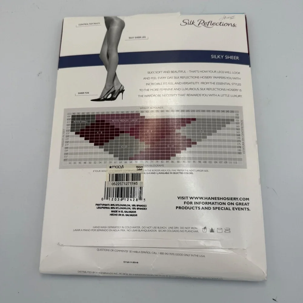 Hanes Silk Reflections Silky Sheer Control Top Pantyhose Classic Navy EF 717